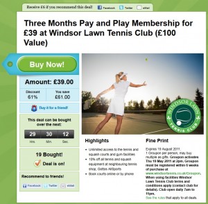 groupon windsor, tennis, squash, gym Windsor Groupon promotion, Belfast